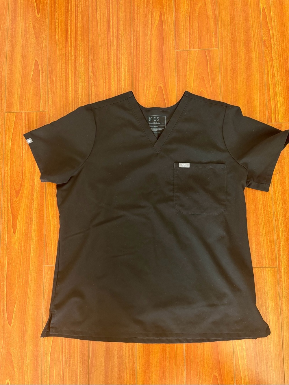 Figs Black Catarina V Neck Top Large